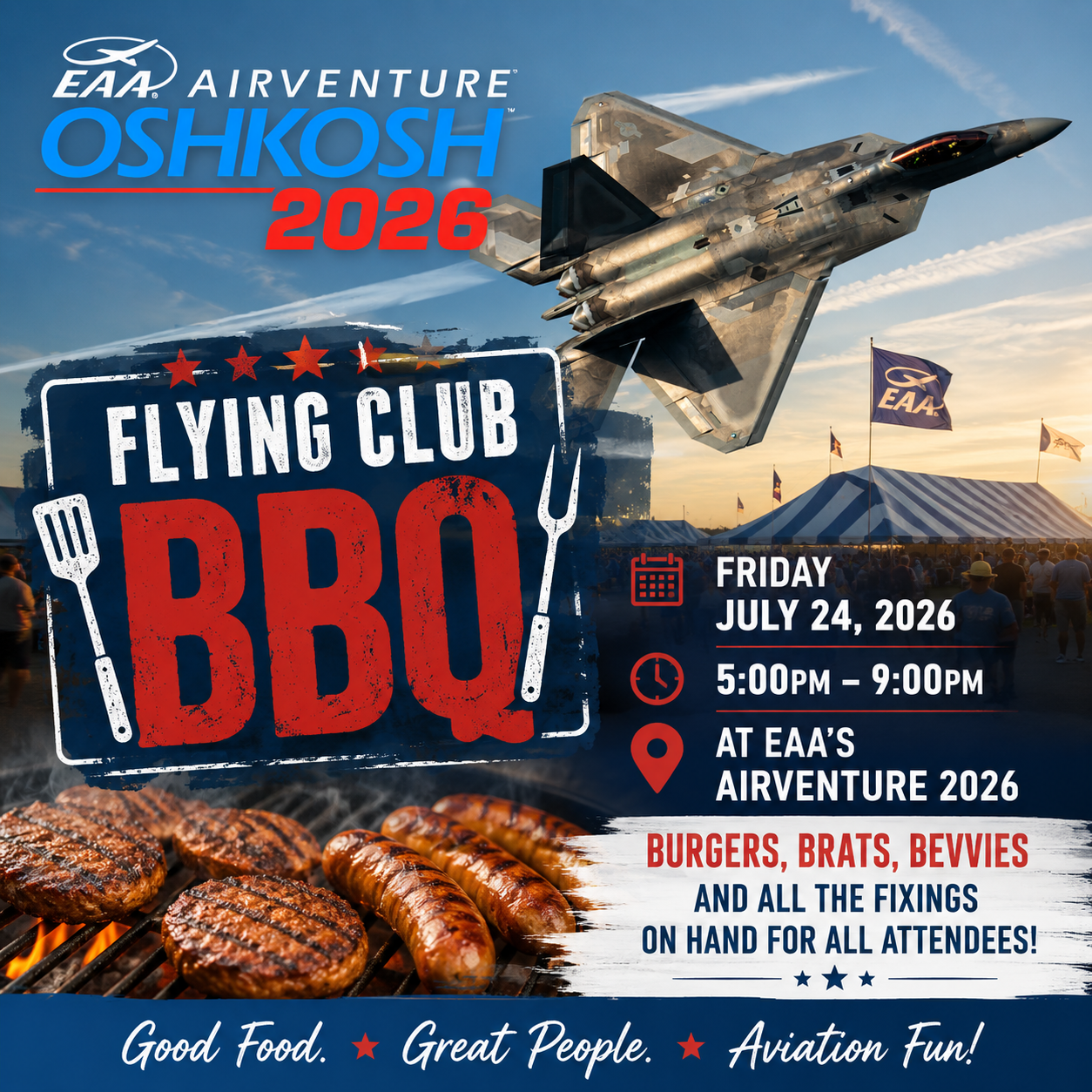 Flying Club BBQ - July 24, 2026 - EAA Camp Scholler 5pm